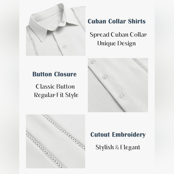 MAPICK Men's Cuban Guayabera Casual Beach Shirt #864-867 - Picture 8 of 10